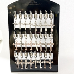 Aro colgante cruz con diamante acero quirúrgico elegir color - comprar online