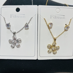 Set collar + arito flor elegir color