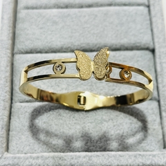 Pulsera esclava mariposa acero dorado