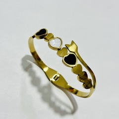 Pulsera esclava corazón acero dorado