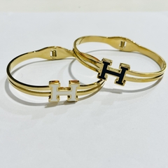 Pulsera esclava H acero dorado elegir color