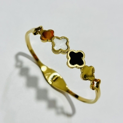 Pulsera esclava trébol acero dorado