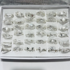 Anillo acero blanco surtido con strass caja x36