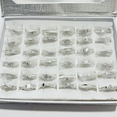 Anillo acero blanco surtido con strass caja x36