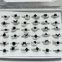 Anillo acero quirúrgico surtido strass caja x36 - comprar online