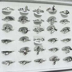 Anillo acero quirúrgico surtido strass caja x36
