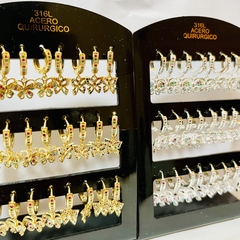 Aro strass colgante mariposa elegir color