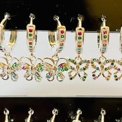 Aro strass colgante mariposa elegir color - Bling
