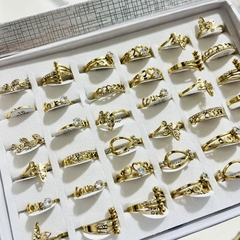 Anillo acero dorado surtido caja x36