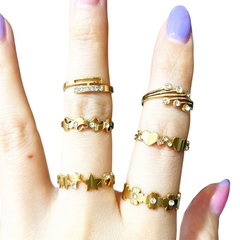 Anillo surtidos caja x36 acero dorado