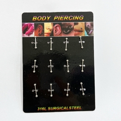 Aro piercing palito 17mm x12 pcs acero quirúrgico