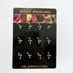 Aro piercing para ceja pack x12 pcs acero quirúrgico