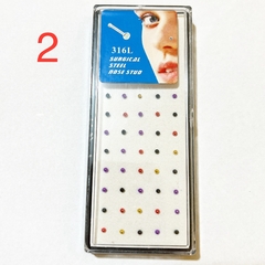 Arito piercing nariz bolitas colores caja x40 pcs acero quirúrgico - comprar online