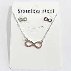 Set collar+arito acero blanco elegir modelo - tienda online