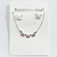 Set collar+arito acero blanco elegir modelo - Bling
