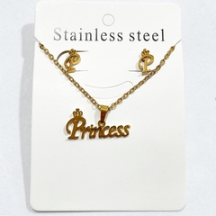 Ser collar+arito acero dorado elegir modelo - tienda online