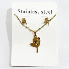Ser collar+arito acero dorado elegir modelo - comprar online