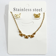 Ser collar+arito acero dorado elegir modelo