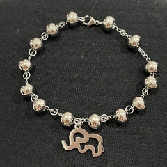 Pulsera bolita con dije elefante acero quirúrgico