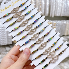 Pulsera hilo negro con doble corazón pack x12 - comprar online