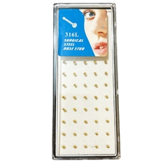 Arito piercing nariz bolita dorada caja x40 pcs acero dorado