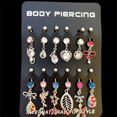 Piercing ombligo colgante colores pack x12