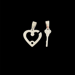 Dije para compartir corazón y llave acero blanco - comprar online