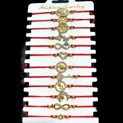 Pulsera hilo rojo con dije surtido Strass pack x12
