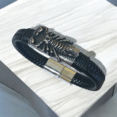 Pulsera cuerina magnética con Escorpión acero quirúrgico