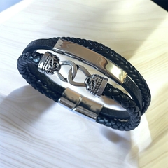 Pulsera cuerina magnética con dije
