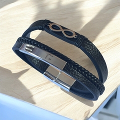 Pulsera cuerina magnética con infinito