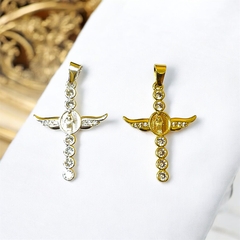 Dije cruz strass con virgen por unidad