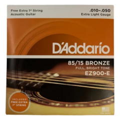 Encordado de Guitarra Acústica Daddario EZ-900-E 010-014-022-030-040-050 Extra 1° cuerda