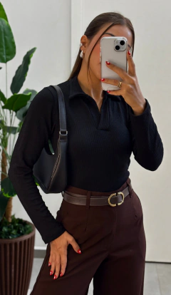 Blusa Polo preta Manga Longa - loja online