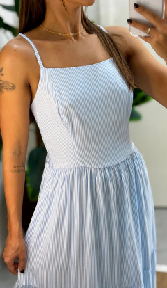 Vestido Gaia Listrado Azul bebê - comprar online