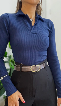 Blusa Polo Azul marinho Manga Longa - loja online