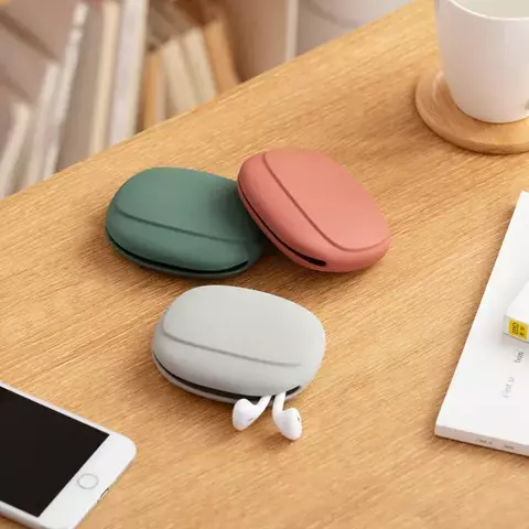 Bolsa de armazenamento oval de silicone, cabo de dados portátil, caixa de armaz