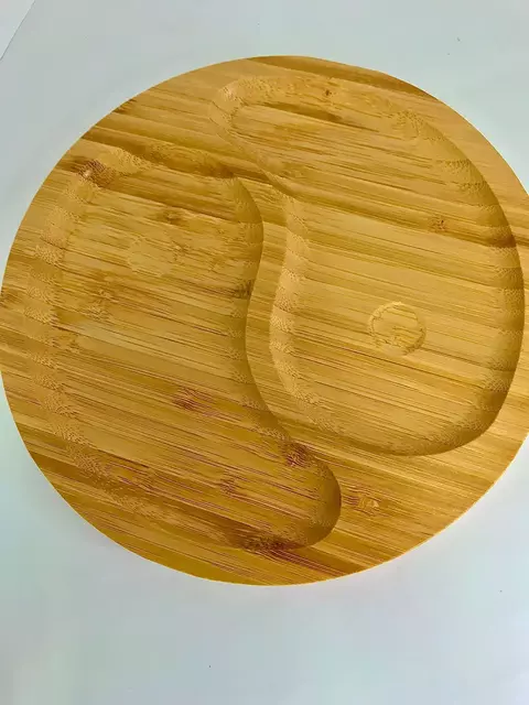 Petisqueira de bambu redonda duas divisórias 20cm cozinha moderna