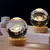 Crystal Ball Night Lamp para Quarto, Série Universo, Lua Saturno, Base de Madeira na internet