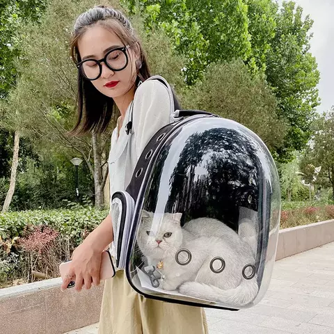 Pet Mochila modelo astronauta Respirável Portátil e Transparente