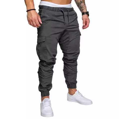 Calças cargo multi-bolso para homens leggings