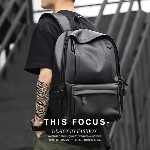 Mochila de couro Unissex resistente à água