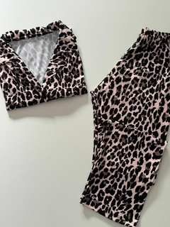 Pijama Isabel Animal Print - Camisero de manga larga y pantalón largo. En modal soft. - comprar online