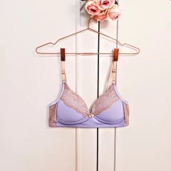 Conjunto Araceli Lavanda - Corpiño triangulo taza soft con bombacha colaless con detalle de argollas en lycra - comprar online