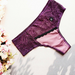 Culottin Doris Borravino - Tiro alto en lycra con puntilla - comprar online