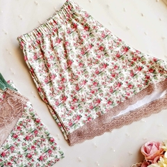Pijama Denise Visón - Musculosa y short en modal, ambos con detalle en puntilla - Lenushka