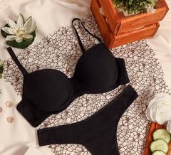 Conjunto Luz - Corpiño taza push-up algodón y lycra y tanga less - comprar online