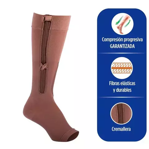 Media De Compresión UVS No-Varix Unisex 20-30 mmHg Cremallera Puntera Abierta