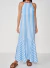 VESTIDO LINHO ESTAMPADO LISTRADO AZUL - comprar online