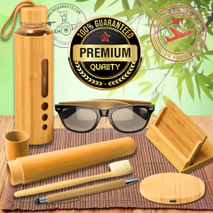 Set de viaje de Bambu Premium (Botella, cepillo porta cepillo, bolígrafo stylus, porta tarjetas, gafas y cargador inalámbrico) - comprar en línea